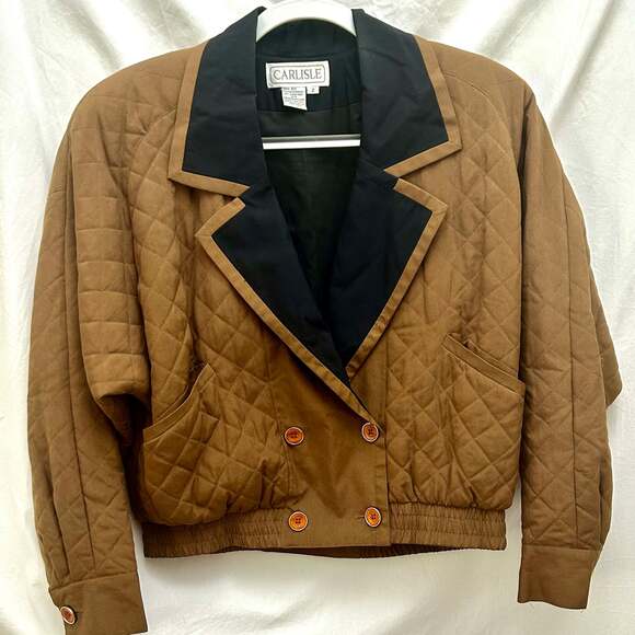 Vintage Carlisle Silk Jacket Women's Sz 2 Quilted Preppy Button Front Outerwear - Picture 1 of 4